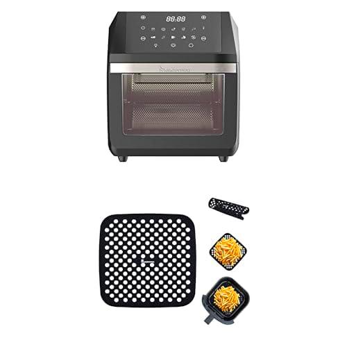 Pack Freír Sin Aceite | MasterPRO ROCKET 1100 Mini Horno Multifuncional | Pack Freidora de Aire 11L + 2 Alfombrillas de Silicona | Cocina sin Aceite &amp; Fácil Limpieza sin que se Peguen los alimentos