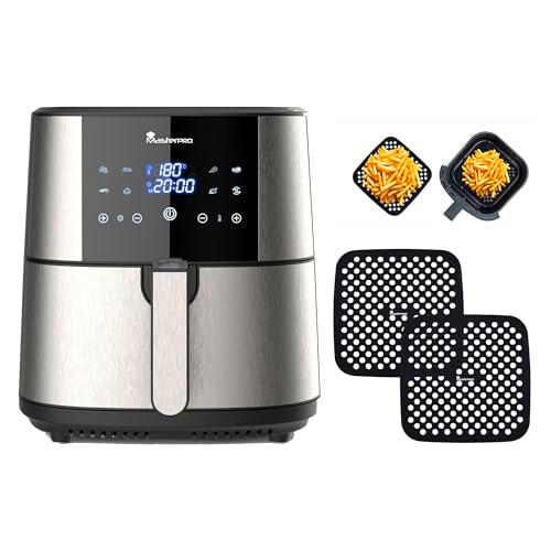 Pack Freír Sin Aceite | MasterPRO ROCKET 600 | Freidora de Aire 6L Pantalla Táctil y 1800W + 2 Alfombrillas de Silicona | Cocción Saludable Anti adherente &amp; Fácil Limpieza sin que se Peguen los alimet