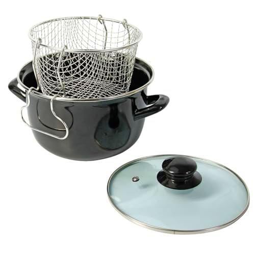 Crealys 545413 - Freidora tradicional de acero esmaltado (26 cm de diámetro