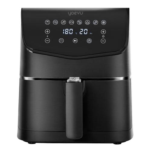 YOEVU - Freidora de Aire 5.5L | Sin Aceite y Saludable | 8 Funciones Programables | Pantalla Táctil LED | Rápida y Eficiente | Cesta Antiadherente | Fácil de Limpiar