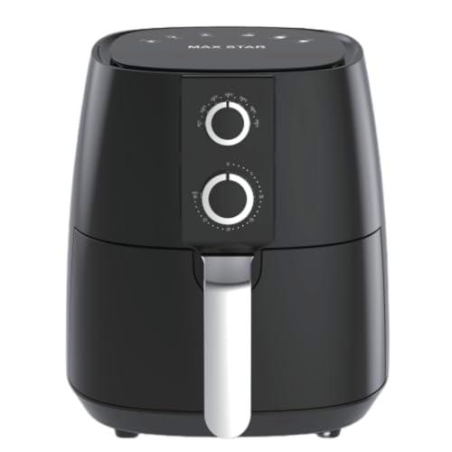 Max Star Freidora de Aire sin Aceite 3.8L Control de Temperatura 1450W Sin Aceite Ajuste de Temperatura Apagado Automático Comidas Sanas Dieteticas y Saludables