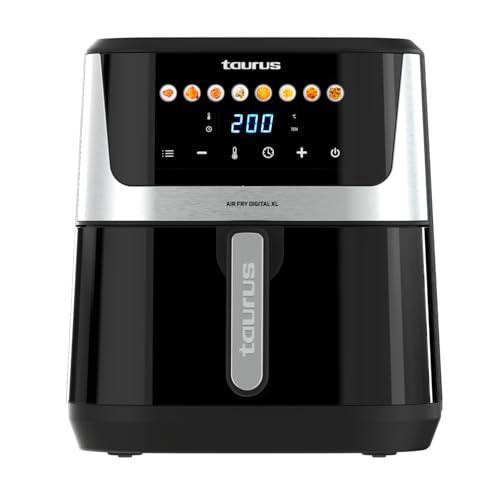 Taurus - Freidora aire Air Fry Digital XL | 1700W | 8L | 8 Programas | Pantalla táctil | Avisador Acústico | Cocción Uniforme | Libre BPA y PFOA | Asa toque frío | Recetario online