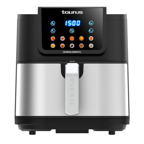Taurus - Freidora aire Air Fry Digital Compact XL | 1700W | 8L | 8 Programas | Pantalla táctil | Avisador Acústico | Cocción Uniforme | Libre BPA y PFOA | Asa toque frío | Recetario online