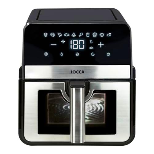 Jocca - Freidora sin aceite 8,5 L digital con ventana | 10 programas | Doble resistencia superior e inferior | Cocina rápida y uniforme | Air fryer grande con visor