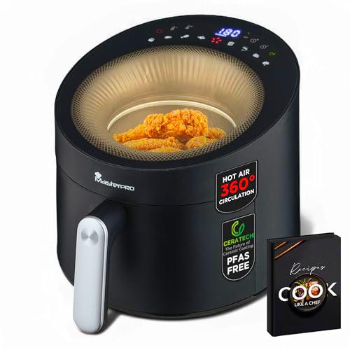 MasterPRO Rocket Cyclone 500 | Freidora de Aire con Ventana | 100% Libre de PFAS | Capacidad de 5L | 1500W Potencia | Panel Digital | Circulación 360º | Sistema de Circulación y Cocción Extra Rápida