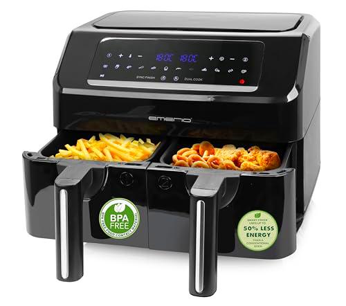 Emerio Freidora digital doble de aire caliente AirFryer para freír con aire caliente sin aceite adicional
