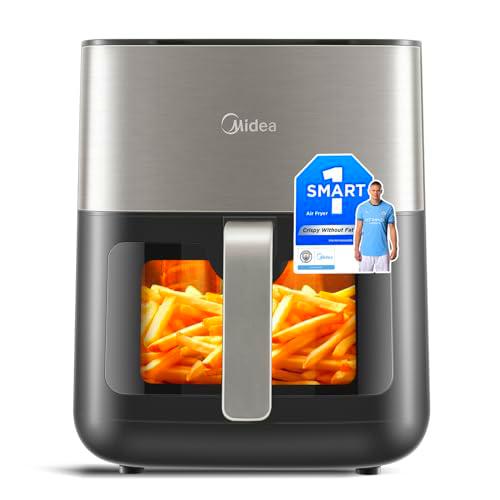 Midea Freidora de Aire Inteligente, Air Fryer 6,5L con Ventana y Pantalla Táctil LED