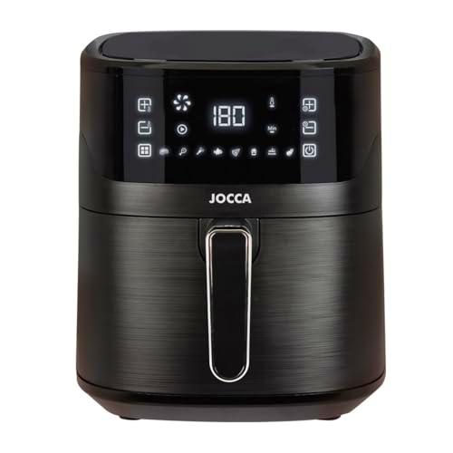 JOCCA - Freidora de Aire Caliente 6,5L| Freidora Sin Aceite| Air Fryer| Temporizador| Temperatura Ajustable| Cocina Sana| (Negro) Cocción Sin Aceite | Apagado Automático