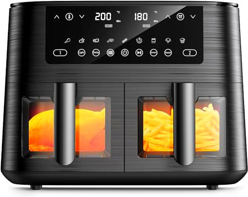 9L Freidora de Aire con Doble Cesta e Ventana, XL Dual Air Fryer sin Aceite