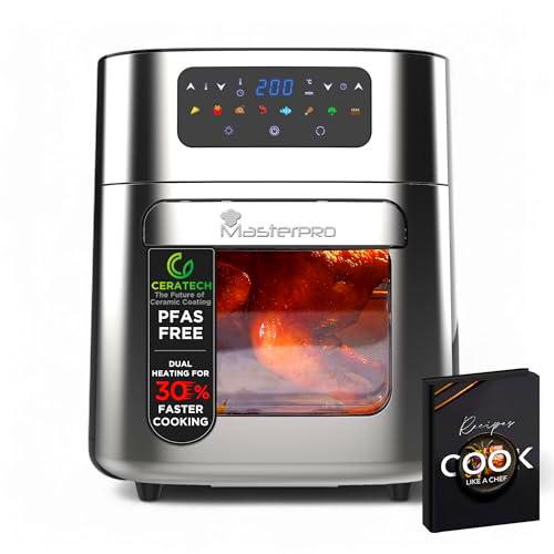 MasterPRO ROCKET 1000 | Freidora de Aire 10 L | Sistema Calentamiento Doble 360º | Ventana Para ver Progreso sin Pausar | Pantalla táctil LED digital | | 9 Programas Cocción | 100% Libre de PFAS