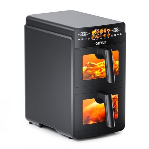 OKYUK Air Fryer, 2 cámaras 10L Freidora Aire,2 compartimentos de 5L