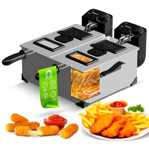 Freidora doble de zona fría / 2x 3L / con contenedor de aceite extraíble (apto para lavavajillas) / acero inoxidable