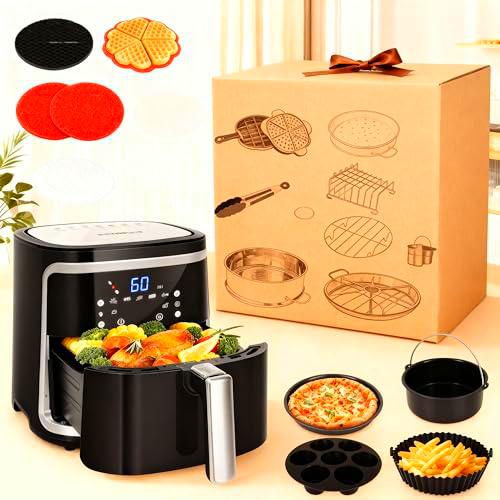 Freidora de Aire Aigostar XXL 7L/2Kg + Doble Cesta Independiente &amp; Set Accesorios 12 en 1 para Freidoras ≥5.5L