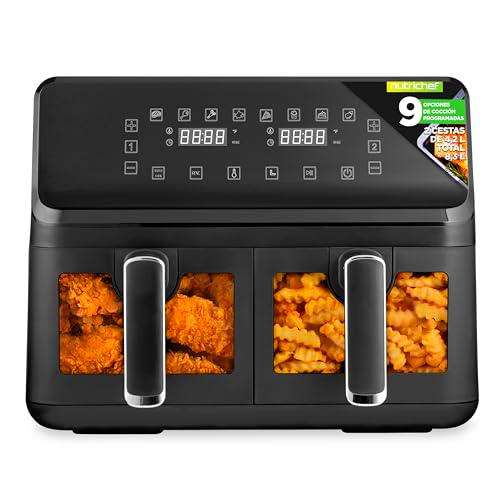 Nutrichef freidora de aire, 8.3L, Doble canasta, Capacidad de 4.1L por cesta