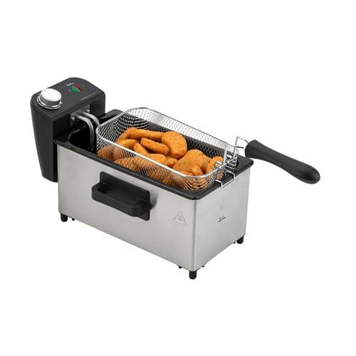 JATA JEFR1680 - Freidora Aceite 3 L 2000 W | Termostato Ajustable | Zona fría para aceite limpio | Desmontable