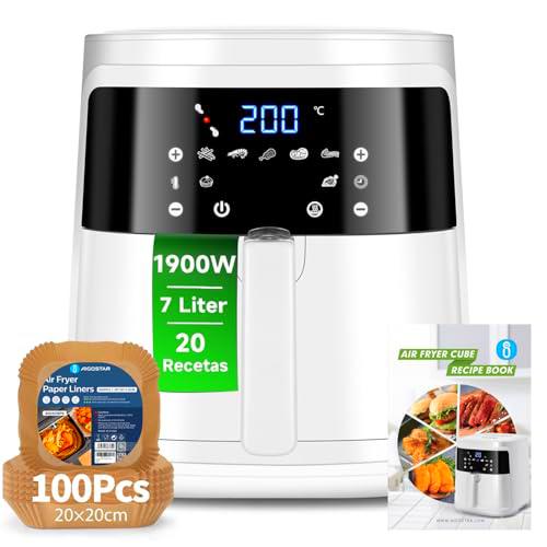 Aigostar White Cube, Freidora de aire 7L Air Fryer 1900W