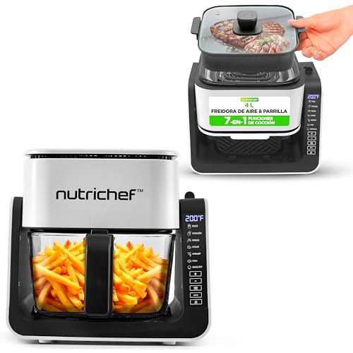 Nutrichef freidora de aire de 3.8L y grill de 1L, 7 modos de coccion preestablecidos