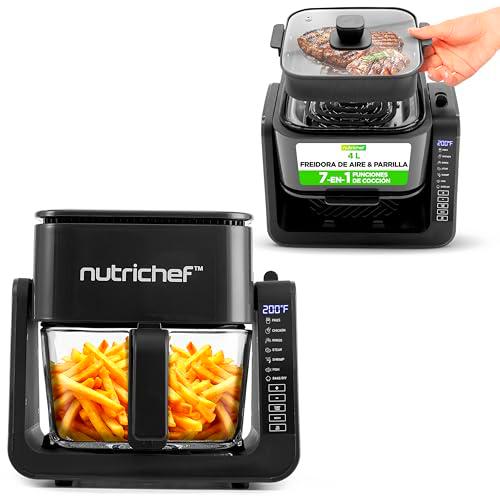 Nutrichef freidora de aire de 3.8L y grill de 1L, 7 modos de coccion preestablecidos