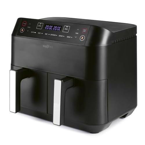 MAXXMEE Freidora de aire caliente doble cesta 7,6 litros | Freidora digital de aire caliente doble con dos compartimentos 2 x 3,8 litros
