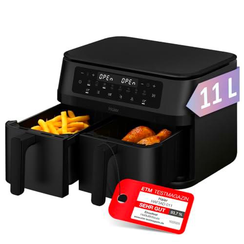 Haier Freidora de Aire Doble Cajón 11L, 8 en 1: Freír con Aire