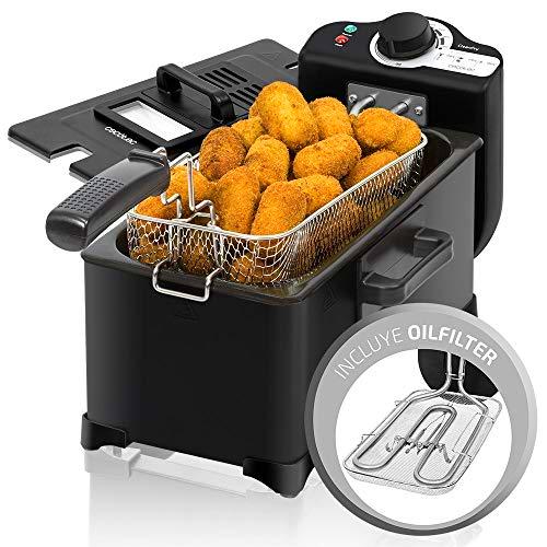 Freidora de acero inoxidable con filtro OilCleaner que mantiene el aceite limpio