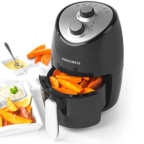 Freidora de aire caliente EK2817HPVDEEU7 de Progress® compacta y saludable de 1000 W con enchufe europeo | 2 l con temporizador de 60 minutos e indicadores luminosos