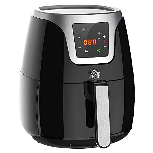 HOMCOM Freidora sin Aceite 3.5 L Freidora de Aire Inteligente 1500W con Pantalla LED Táctil 7 Programas Temporizador Temperatura Ajustable y Apagado Automático 34,4x28,1x30,6 cm Negro