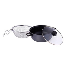 Renberg - Freidora con tapa de acero al carbono en color gris 26 x 10 cm