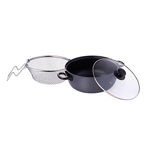 Renberg - Freidora con tapa de acero al carbono en color gris 26 x 10 cm